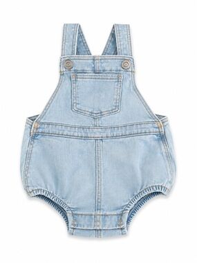 EUC Little Co. Light Wash Denim Baby Overalls Romper